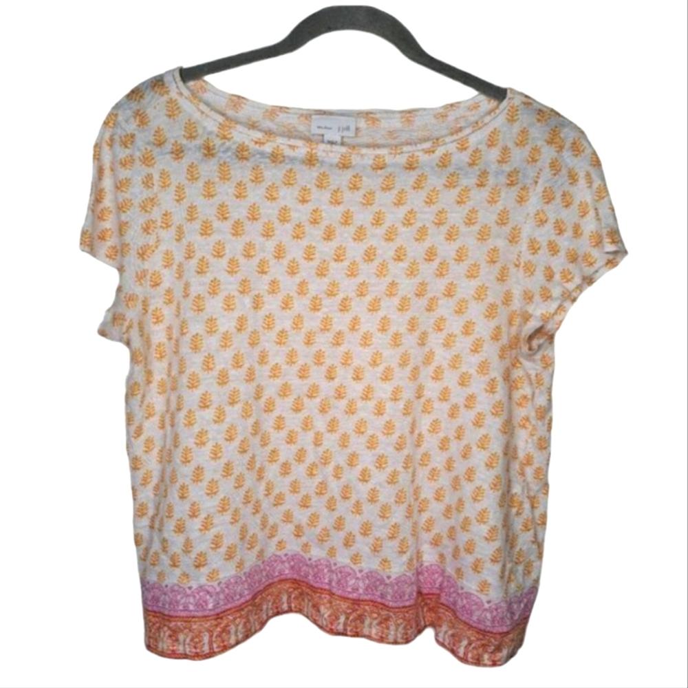 J. Jill 100% Linen Printed Tee Size Medium